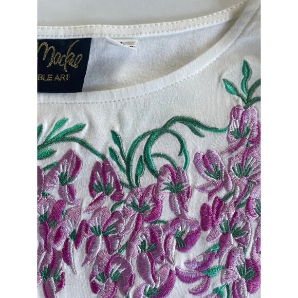 Bob Mackie Size L Cream embroidered top size L - Picture 10 of 10
